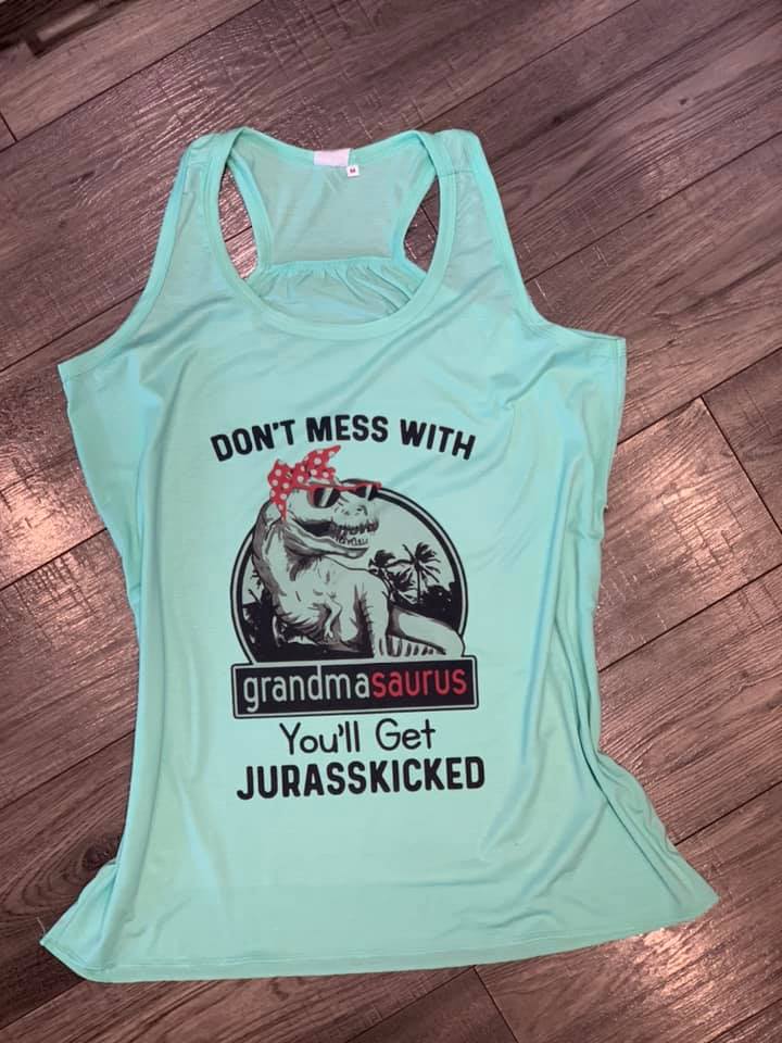 Don't Mess With Grandmasaurus (MEDIUM)Tank top