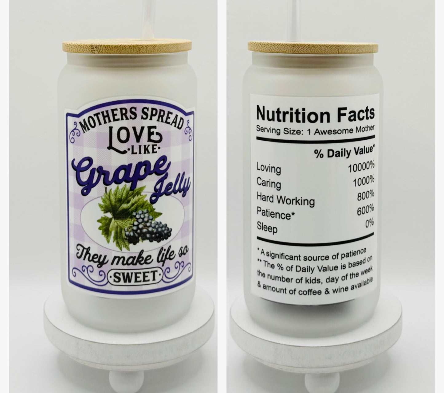 Mother Spread Love Like Grape Jelly 16oz Glass Cup With Lid