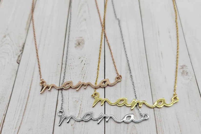 Mama Script Necklace