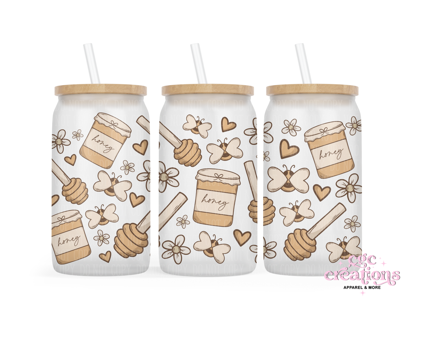 Boho Honey 16oz Glass Cup With Lid