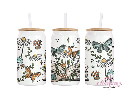 Book Lovers 16oz Glass Cup With Lid