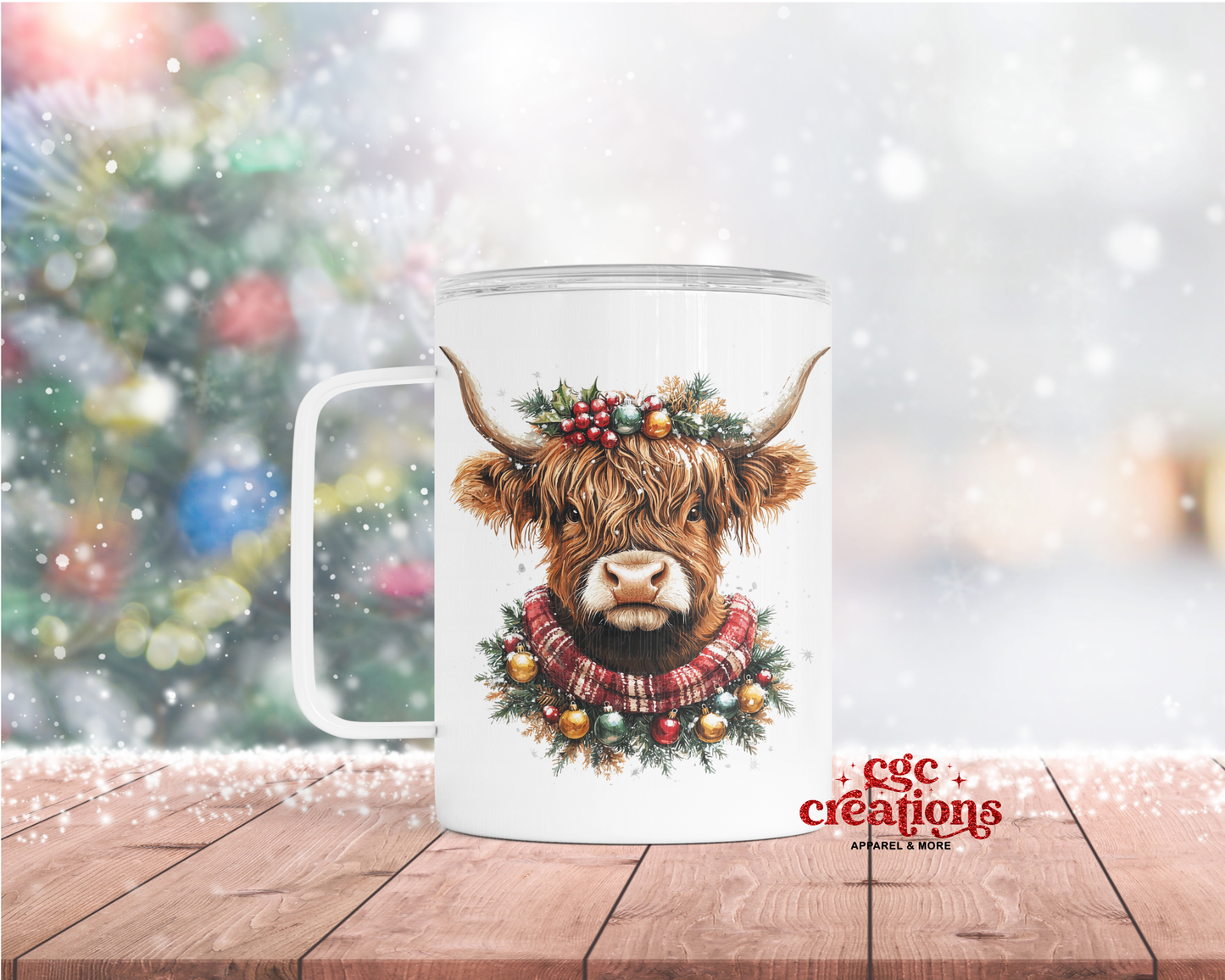 Christmas Cow Insulated Coffee Tumbler