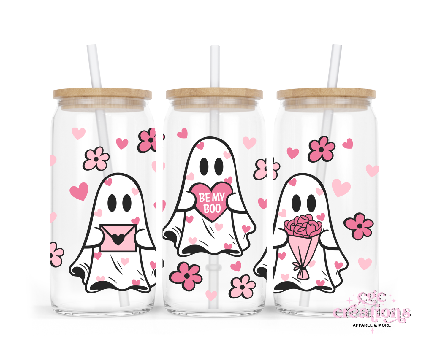 Be My Boo 16oz Glass Cup With Lid