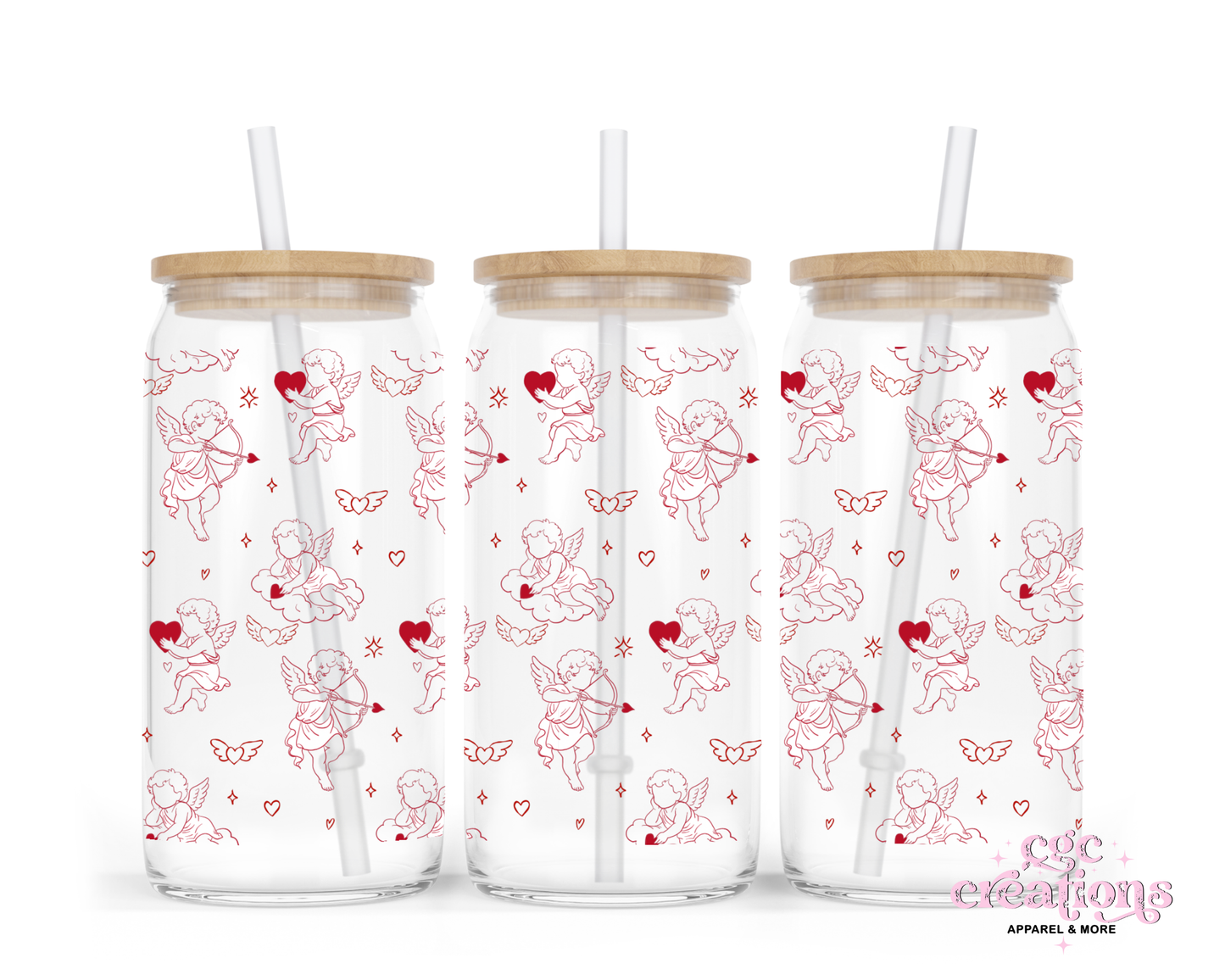 Cupid 16oz Glass Cup With Lid