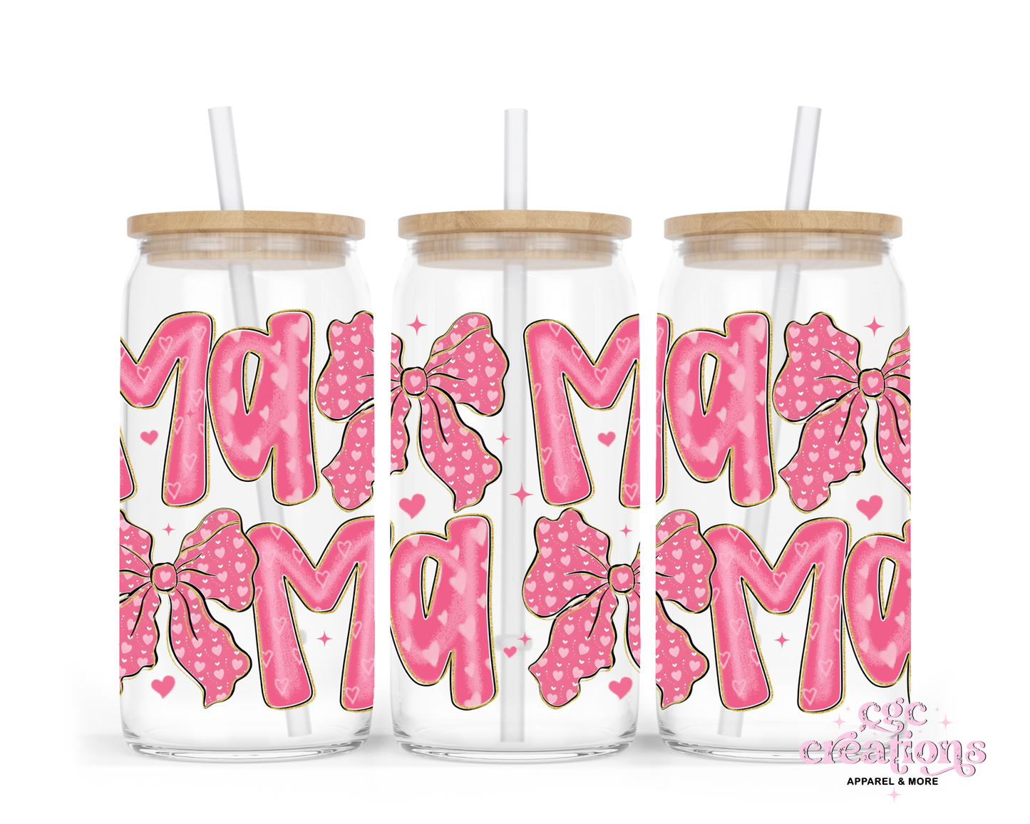 Mama Love #2 16oz Glass Cup With Lid