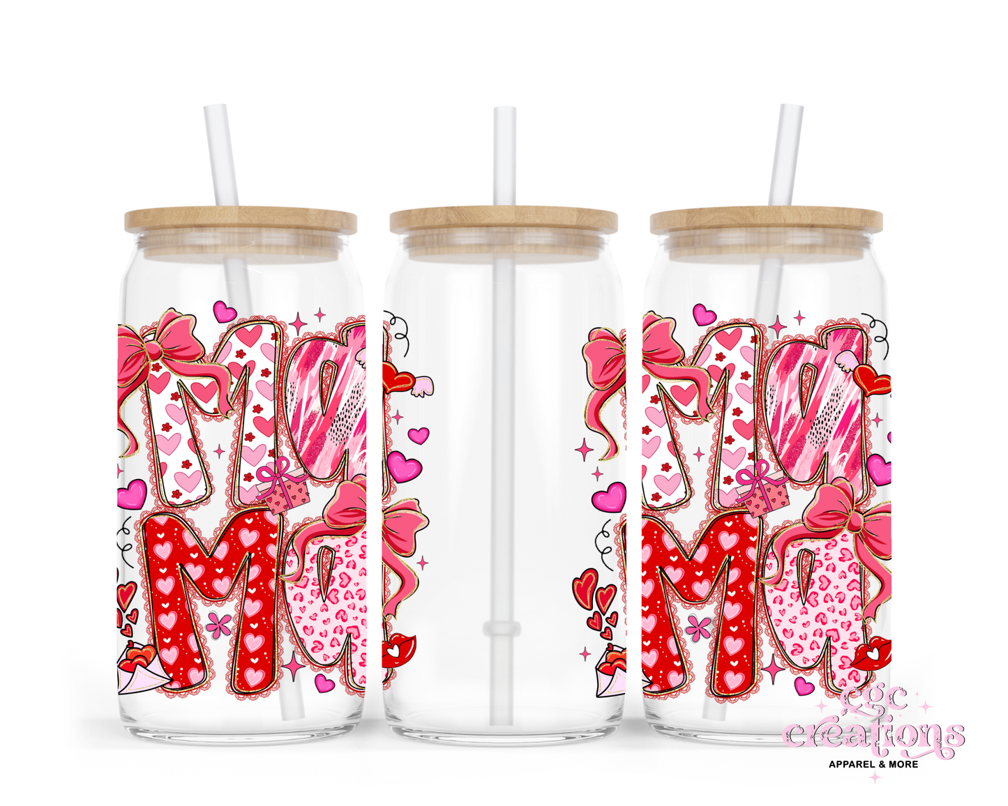 Mama Love 16oz Glass Cup With Lid