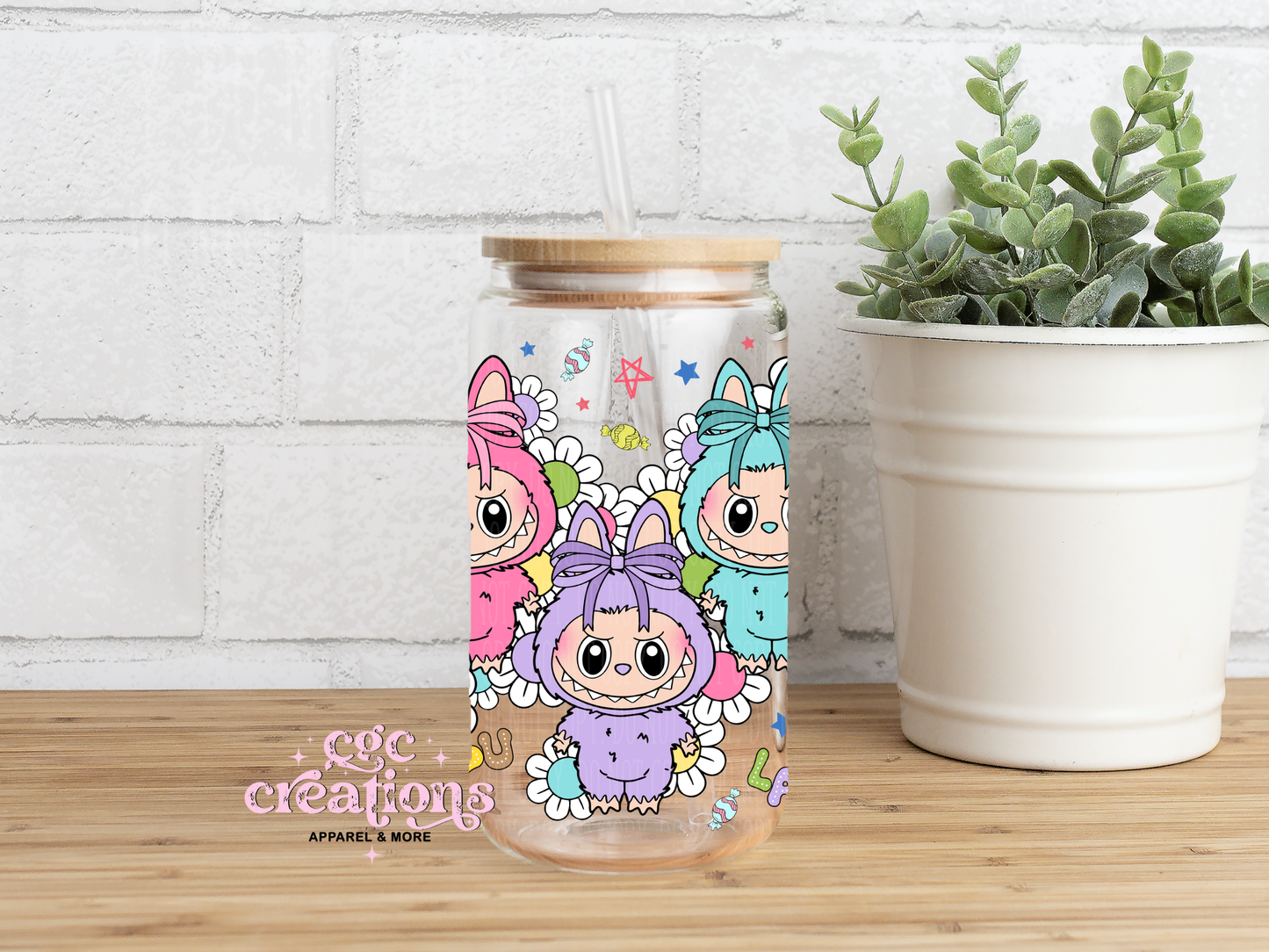 Booboo Monster 16oz Glass Cup With Lid