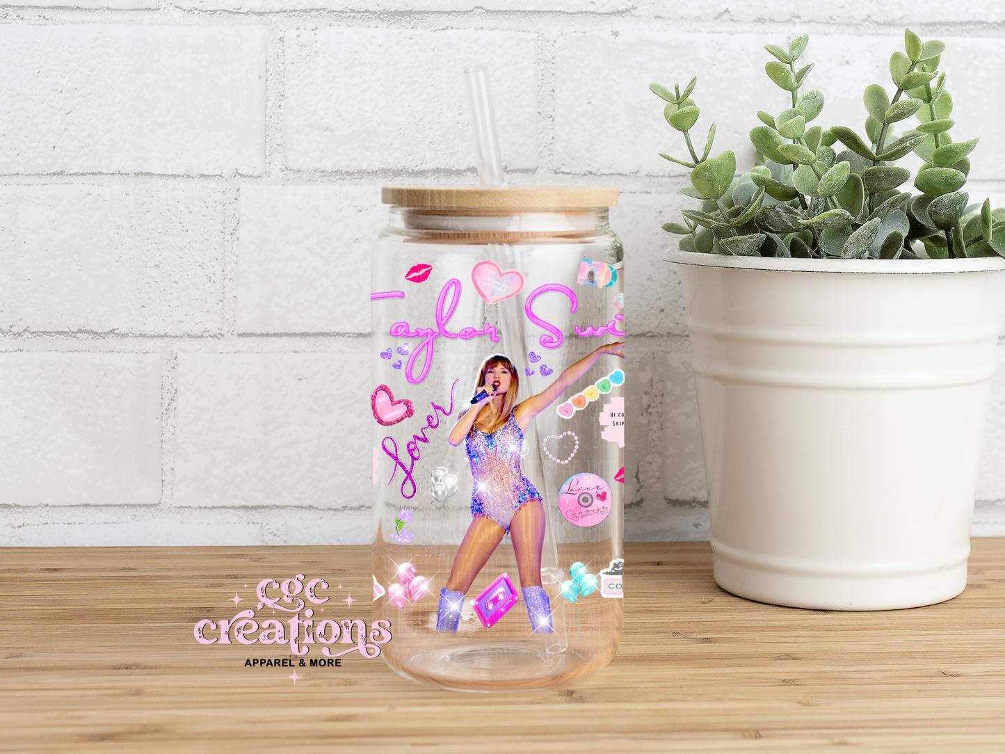 Swiftie 16oz Glass Cup With Lid