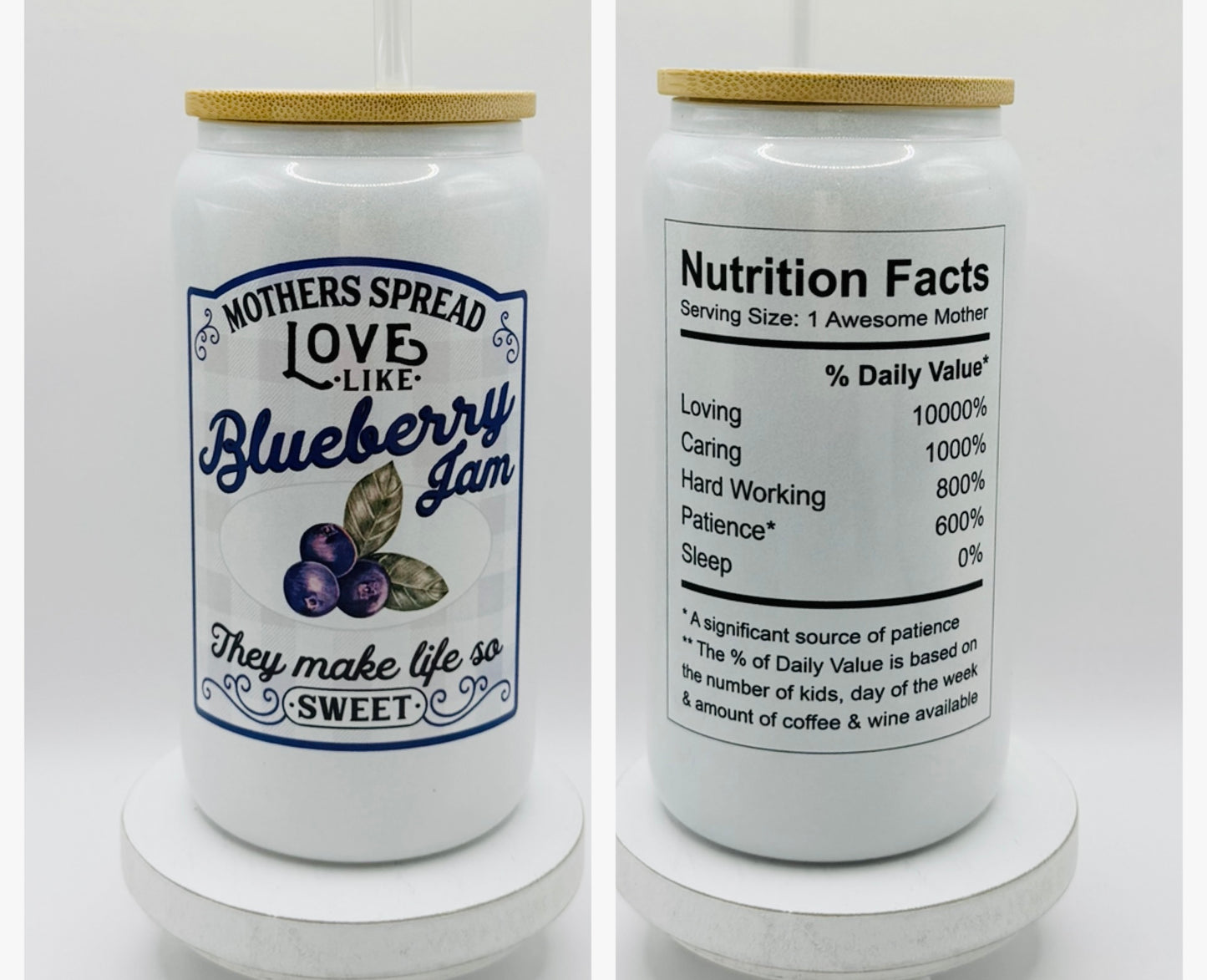 Mother's Spread Love Like Blueberry Jam 16oz Glass Cup With Lid