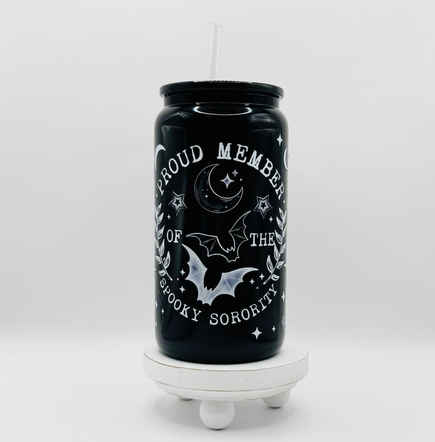 Spooky Sorority 16oz Glass Cup With Lid