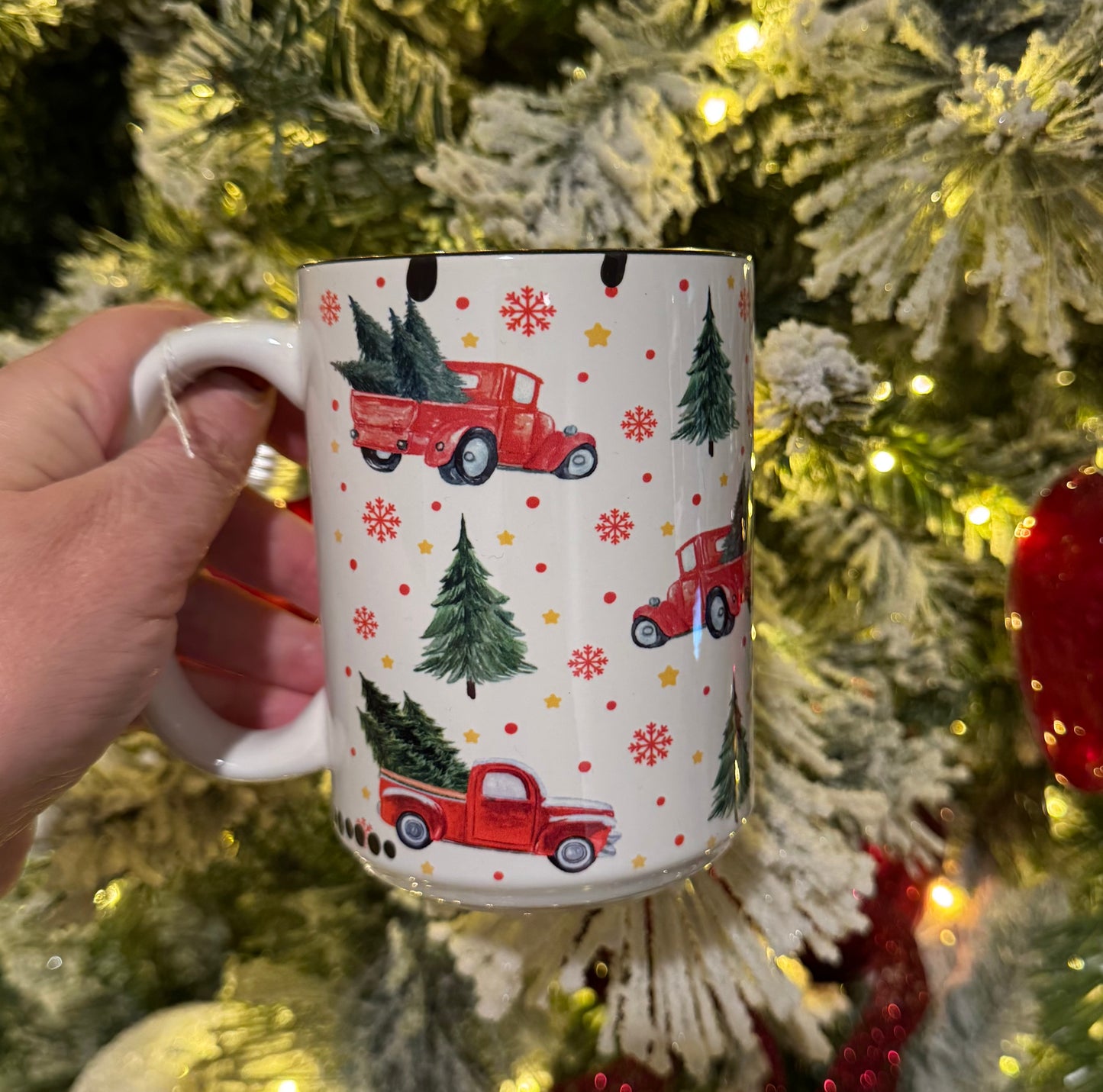 Red Truck Rustic Style 15 oz Ceramic Coffee Mug