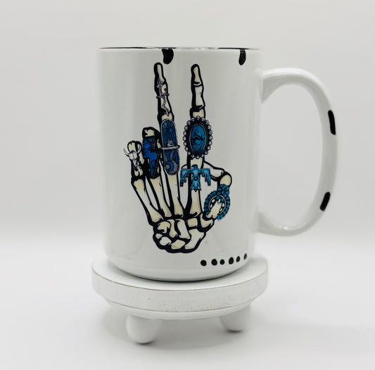 Western Skeleton Hand Rustic 15 oz Ceramic Coffee Mug
