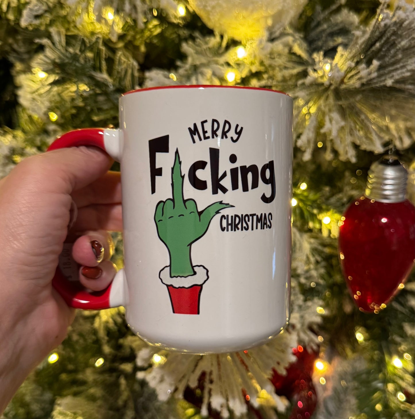 Merry F*cking Christmas-Red handle 15 oz Ceramic Coffee Mug