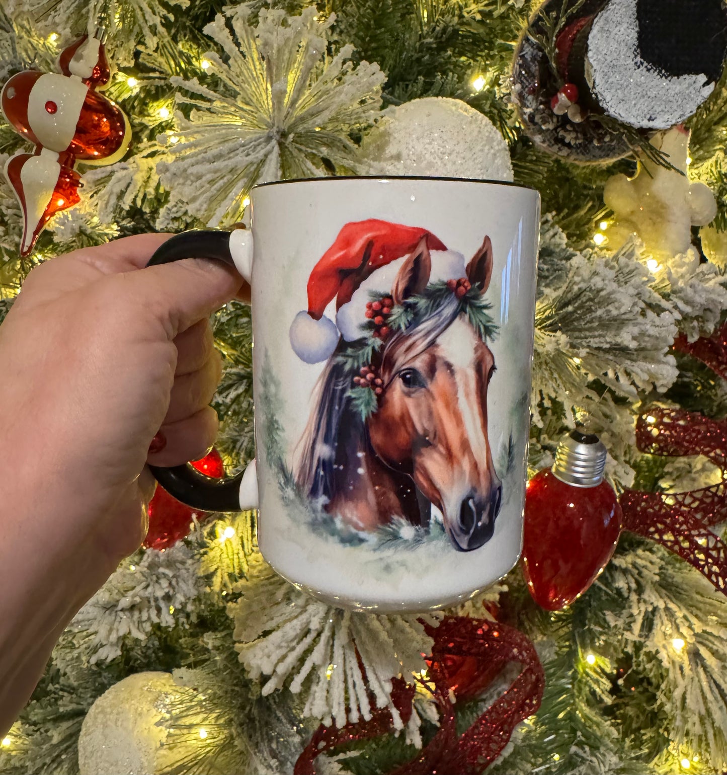 Christmas Horse Mug 15 oz Ceramic Coffee Mug