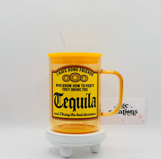 Tequila 17 oz Glass Cup With Handle