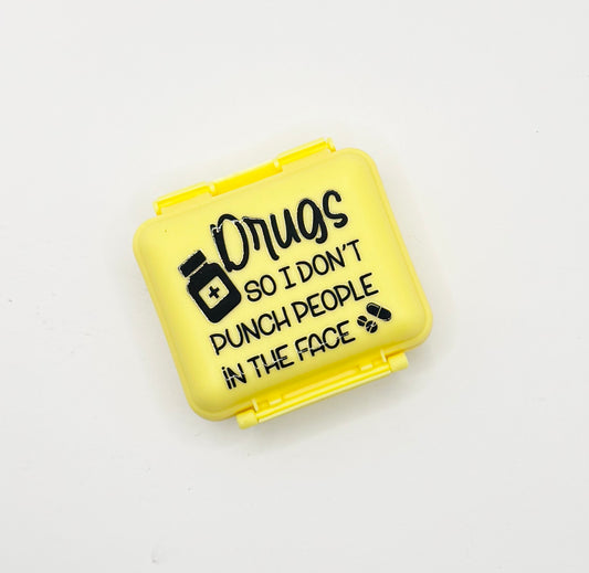 Yellow - Drugs So I Don't Punch People In The Face Pill Container