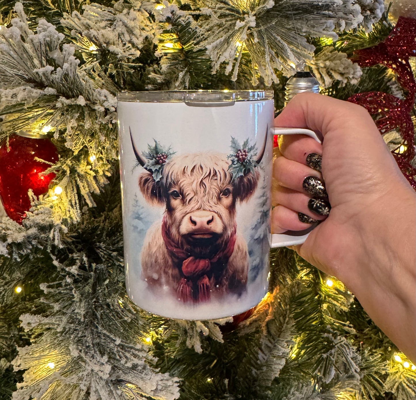 Christmas Cow Insulated Coffee Tumbler