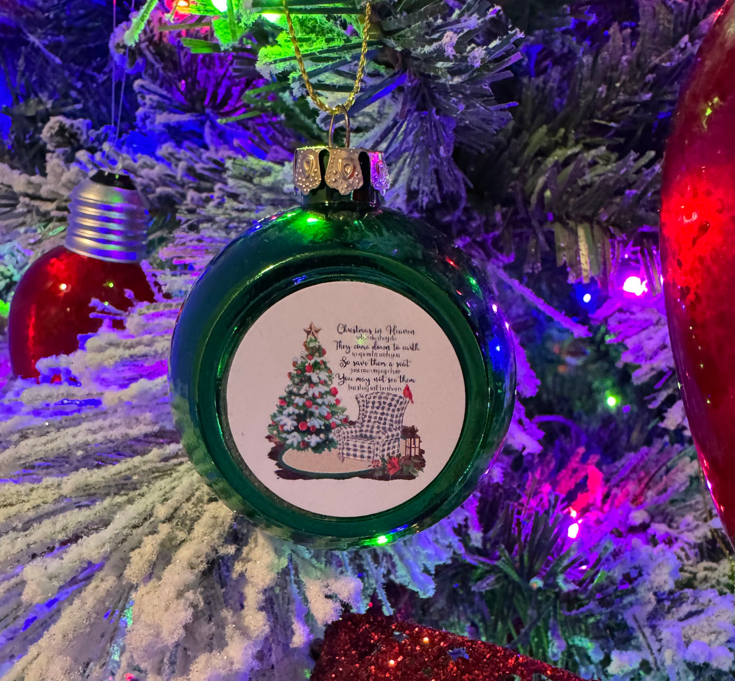 Christmas In Heaven #2 Plastic And Aluminum Christmas Ornament - Green