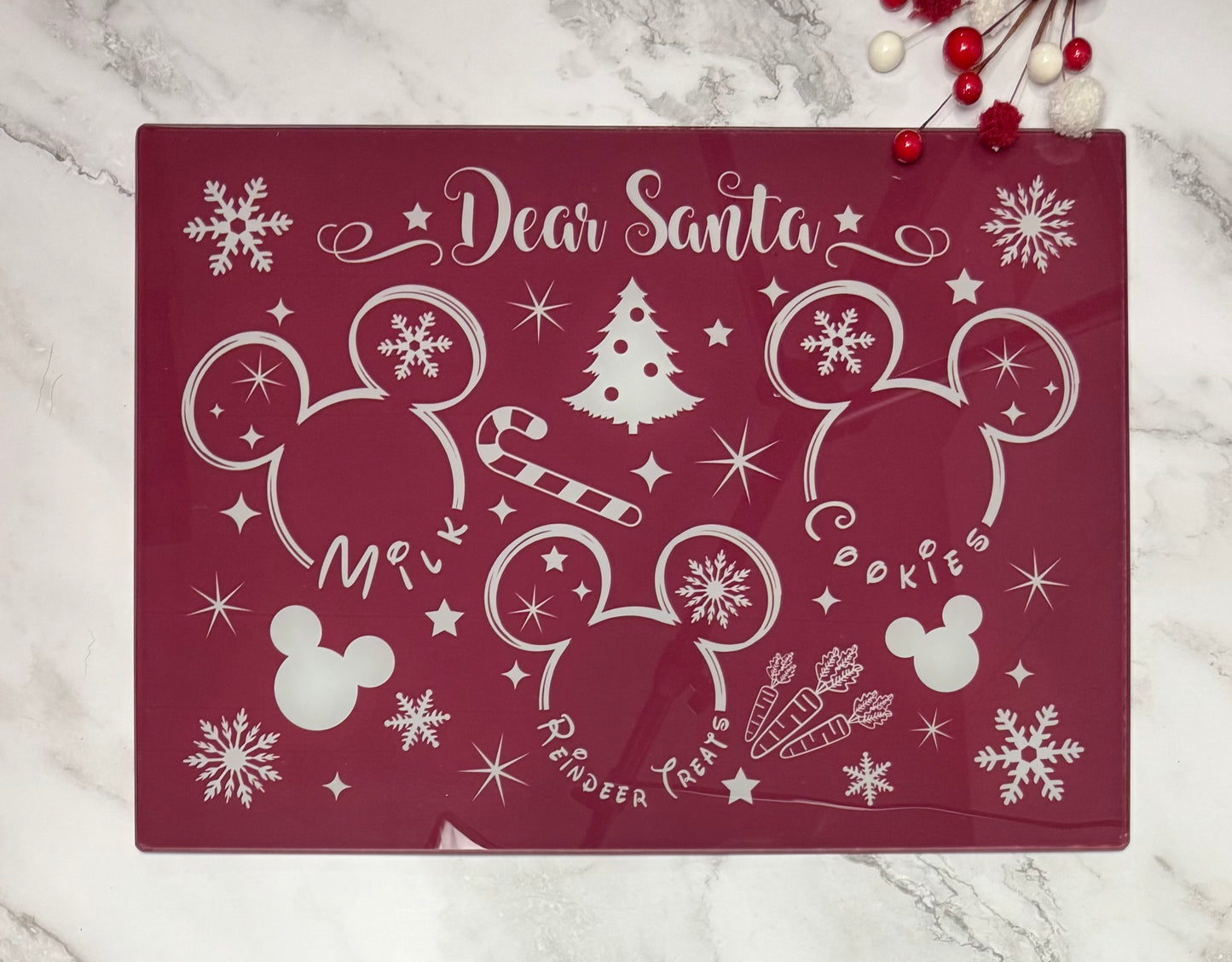 Dear Santa Glass Cutting Board