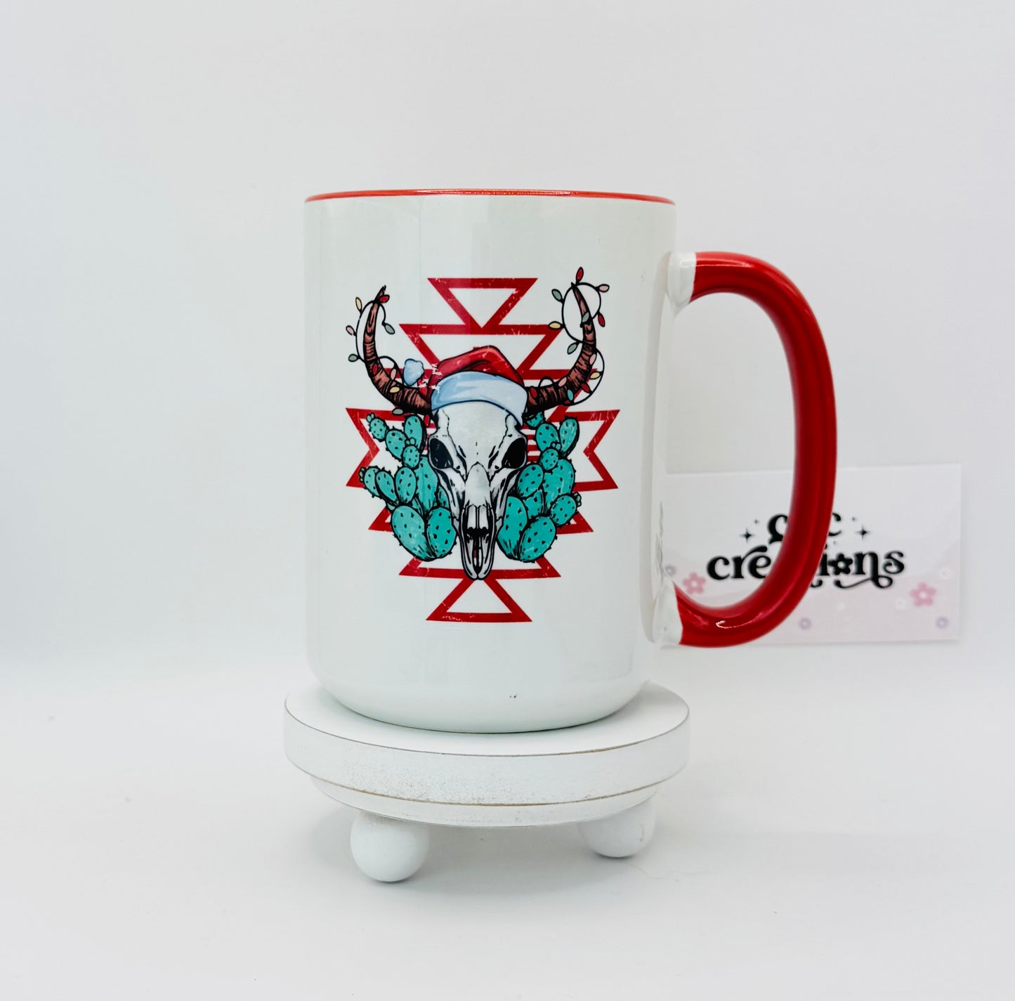 Merry Christmas Bullhorn Aztec 15 oz Ceramic Coffee Mug
