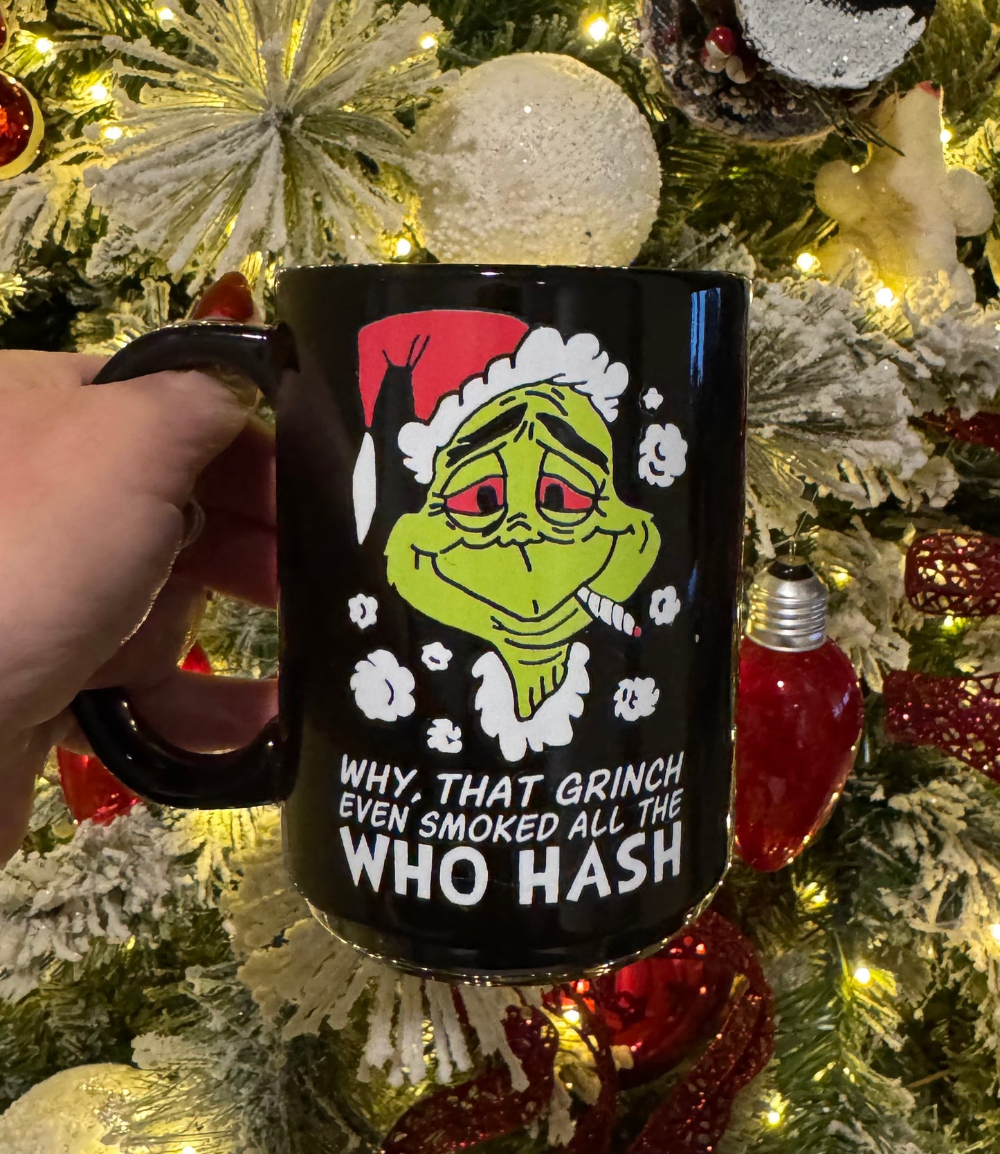 Whohash Black 15 oz Ceramic Coffee Mug