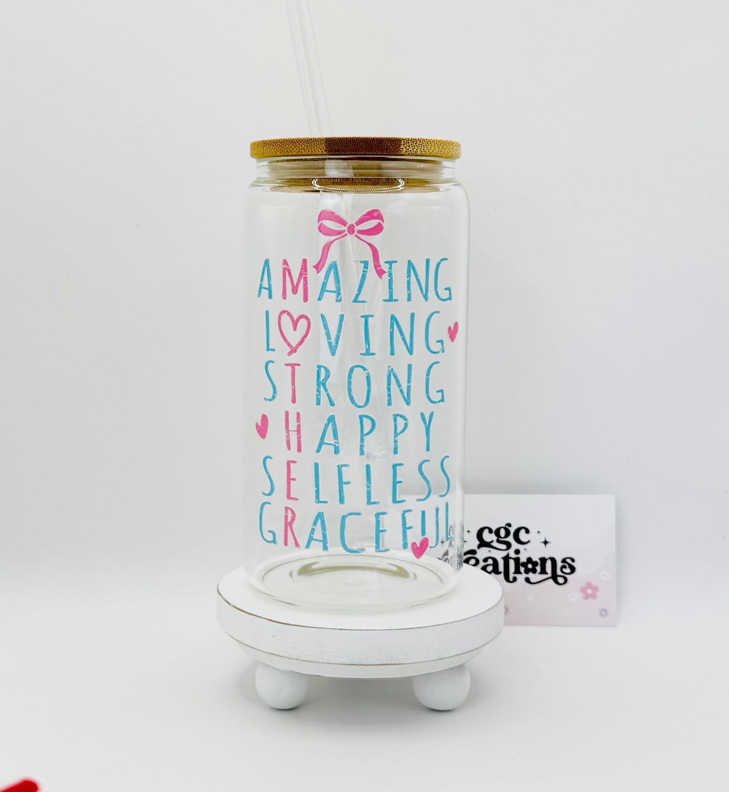 Amazing Mother 16oz Glass Cup With Lid