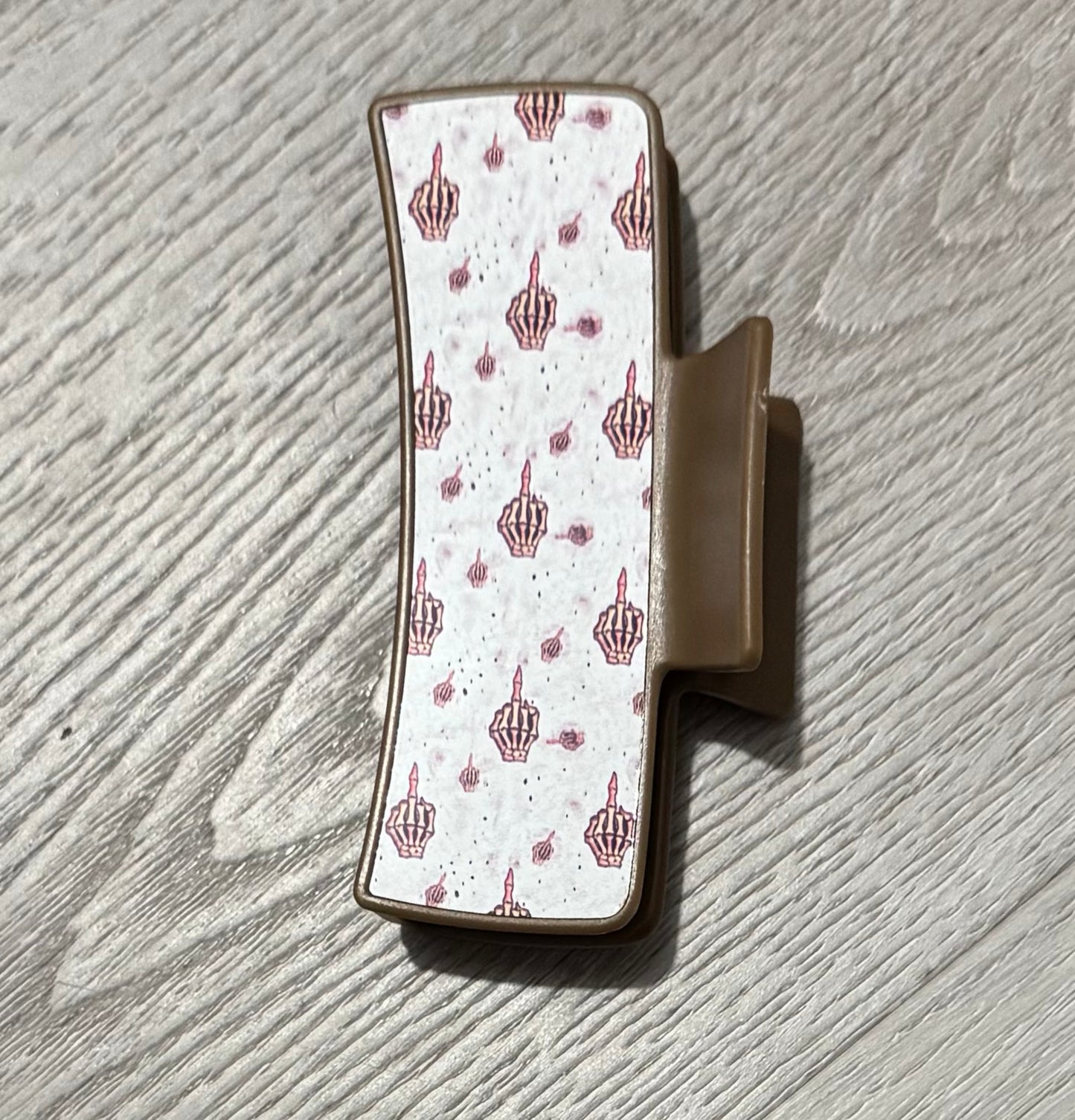 Middle Finger Claw Hair Clip- brown