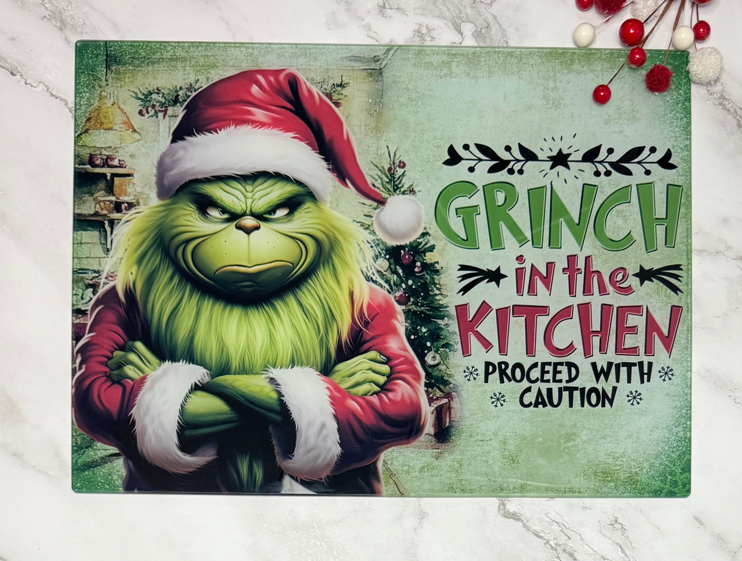 Mean One In The Kitchen Glass Cutting Board