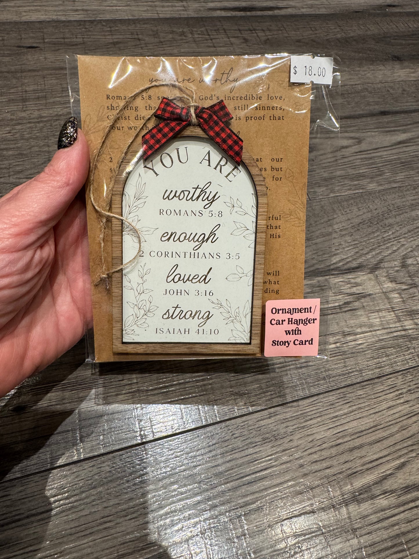 You Are Worthy Ornament/Car Charm With Story Card Mirror Hanger