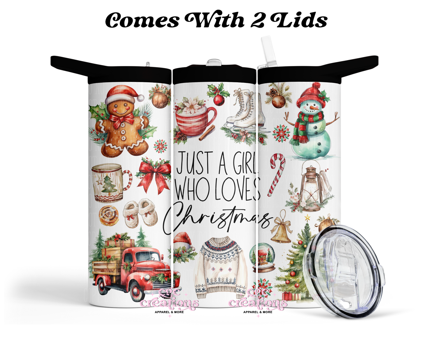 Just A Girl Who Loves Christmas 20 oz Insulated Tumbler