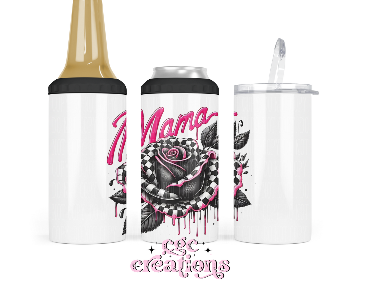 Mama Checkered Rose 4-in-1 can cooler