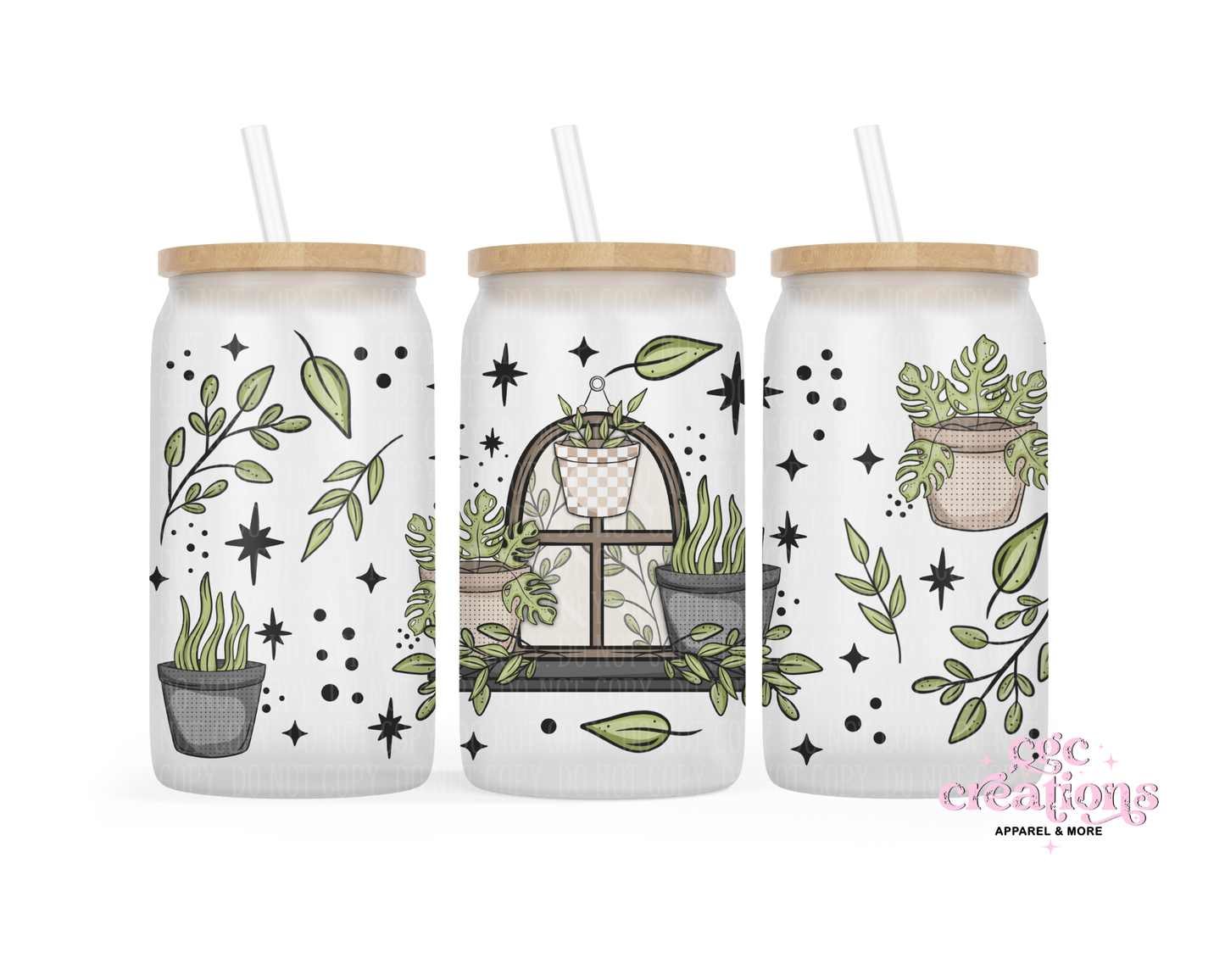 Plant lover 16oz Glass Cup With Lid