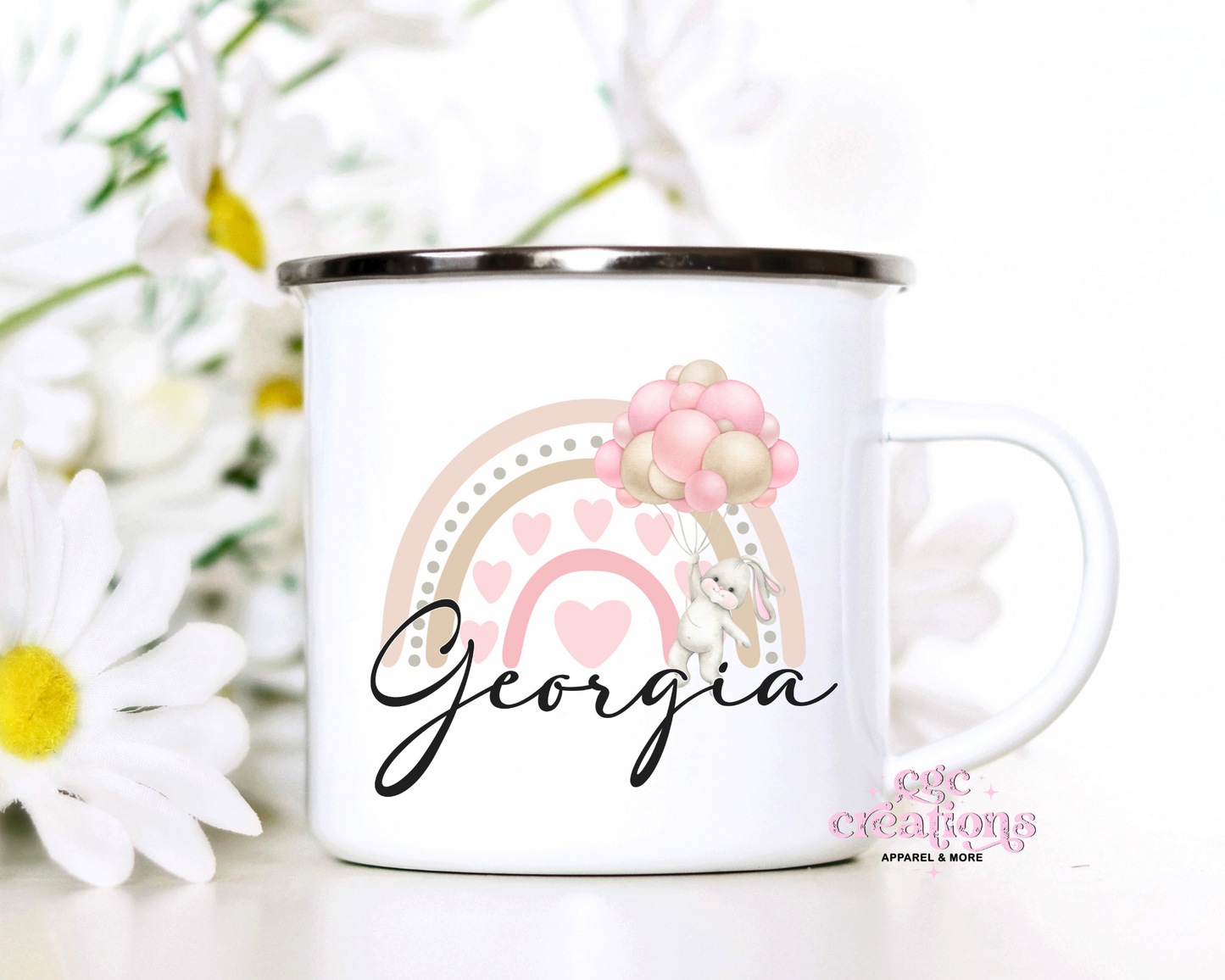 Personalized Rainbow (balloons) Enamel Mug