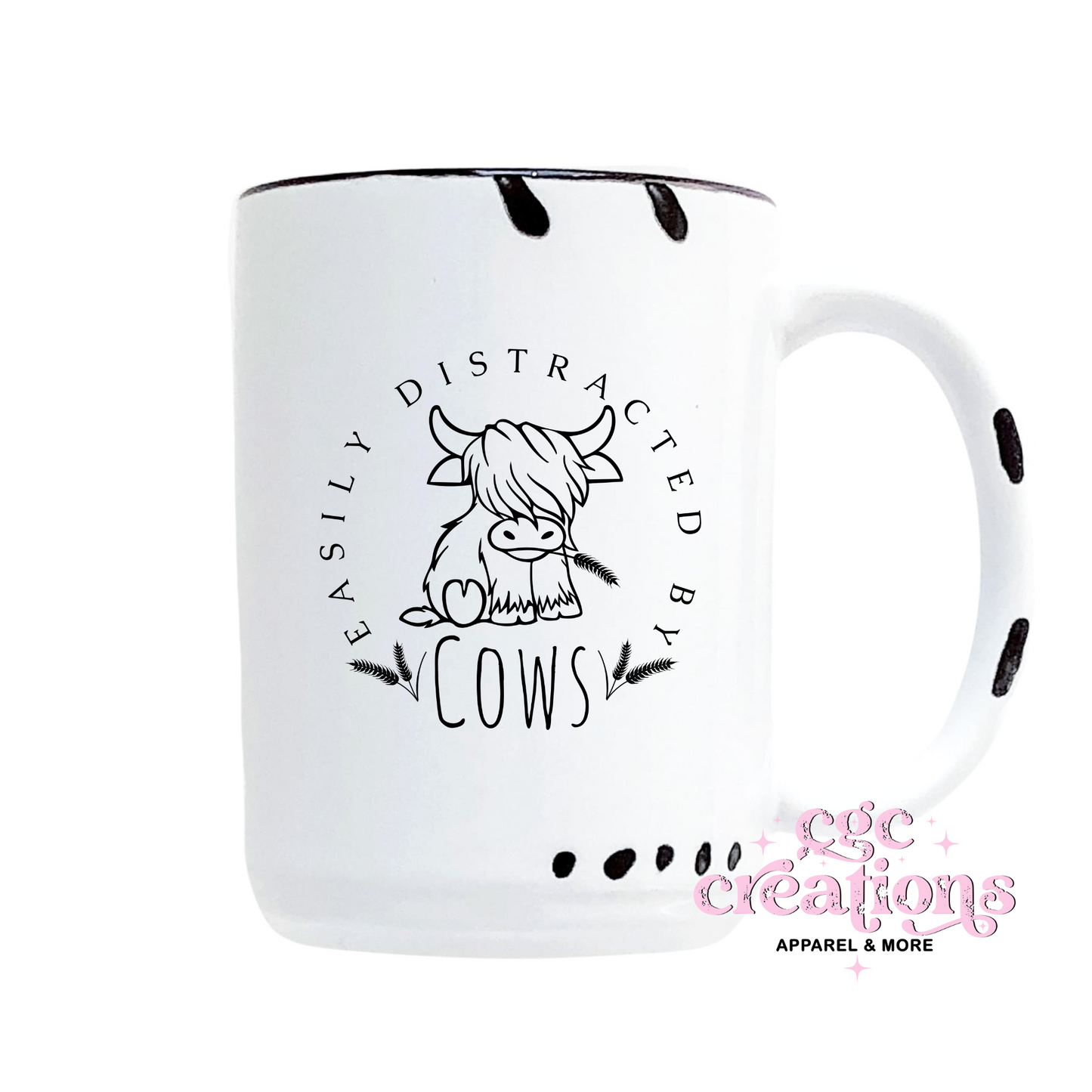 Easily Distracted By Cows 15oz Ceramic Coffee Mug