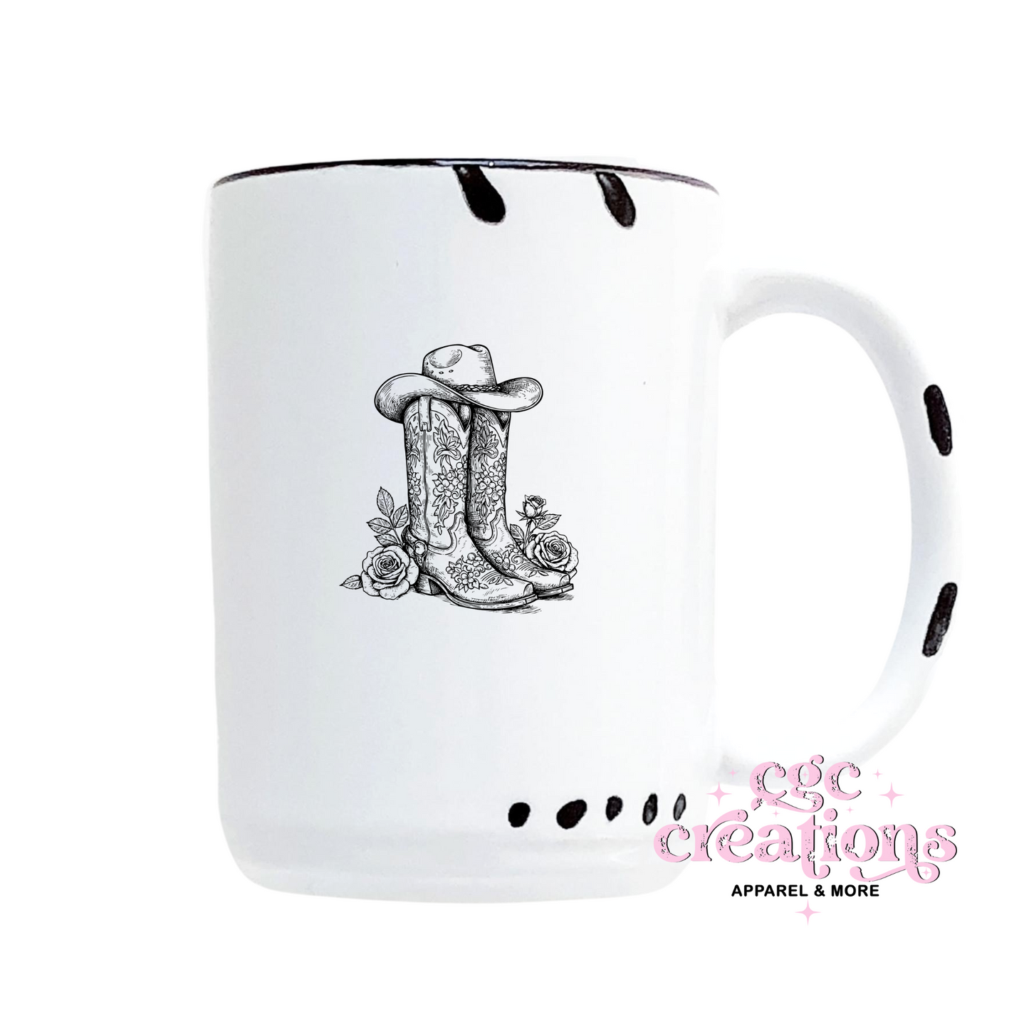 Cowgirl Boots Black 15oz Ceramic Coffee Mug