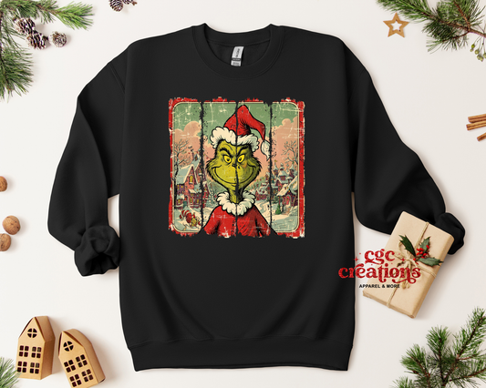 Vintage Green Grump Crewneck Sweatshirt