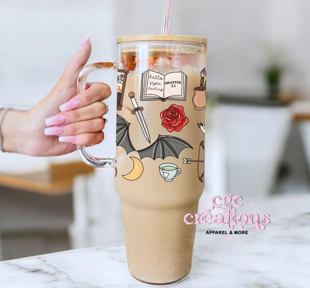 ACOTAR 40oz Glass Cup With Bamboo Lid