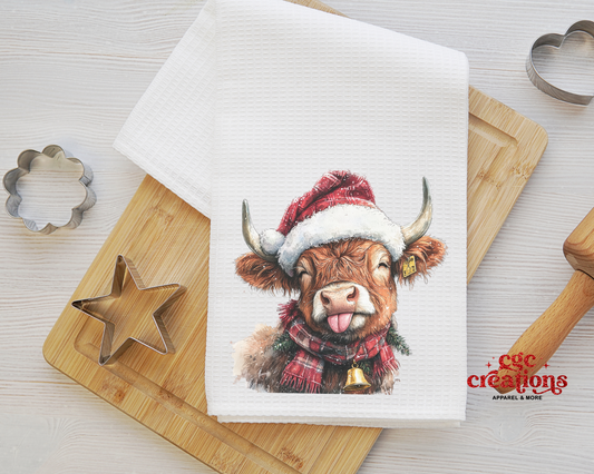 Christmas Cow #2 Tea Towel