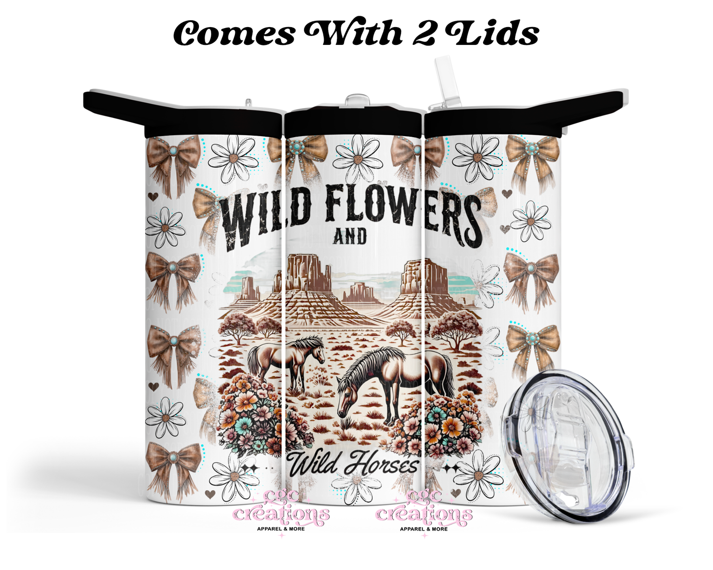 Wild Flowers And Wild Horses 20oz Insulated Tumbler