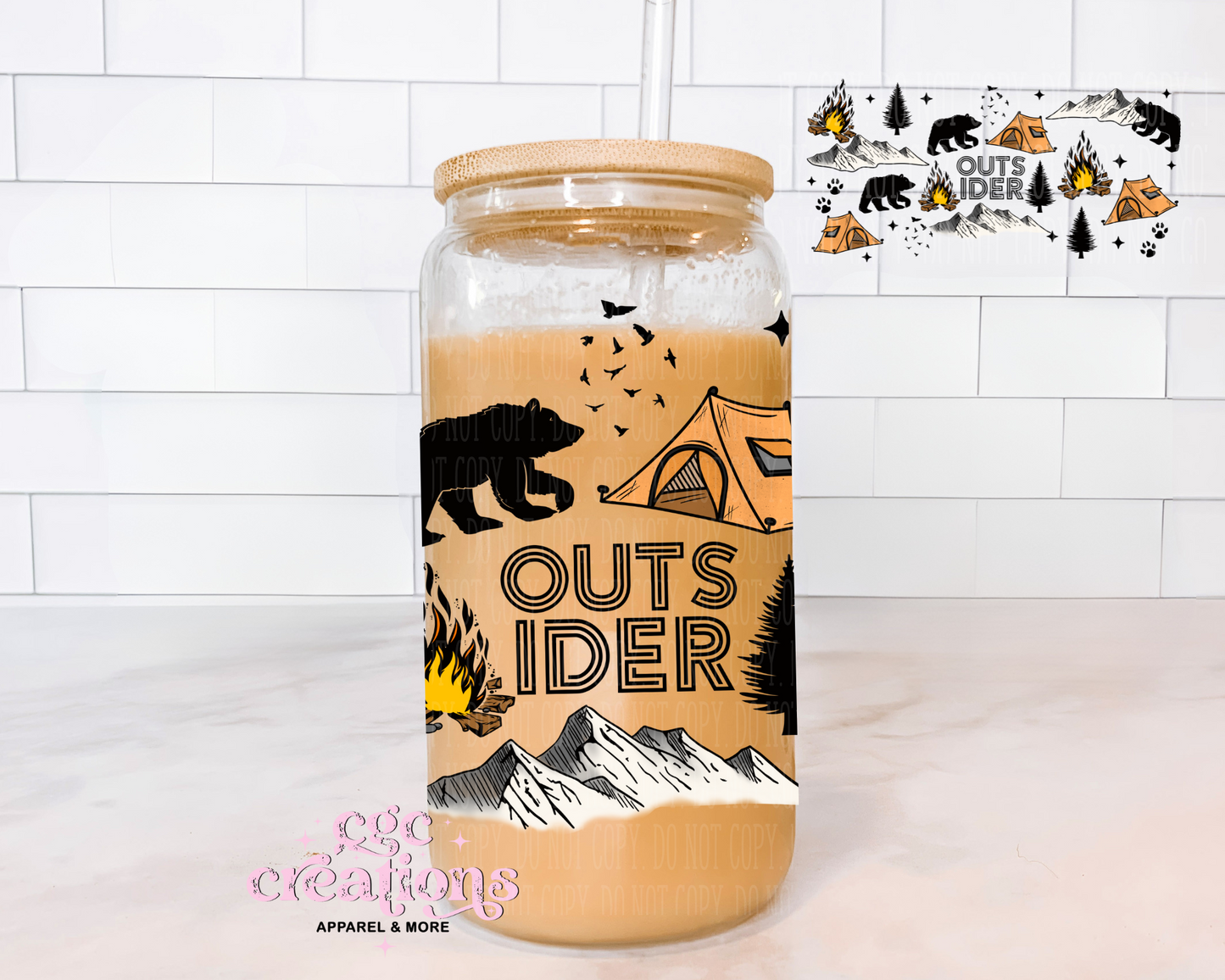 Outsider 16oz Glass Cup With Lid