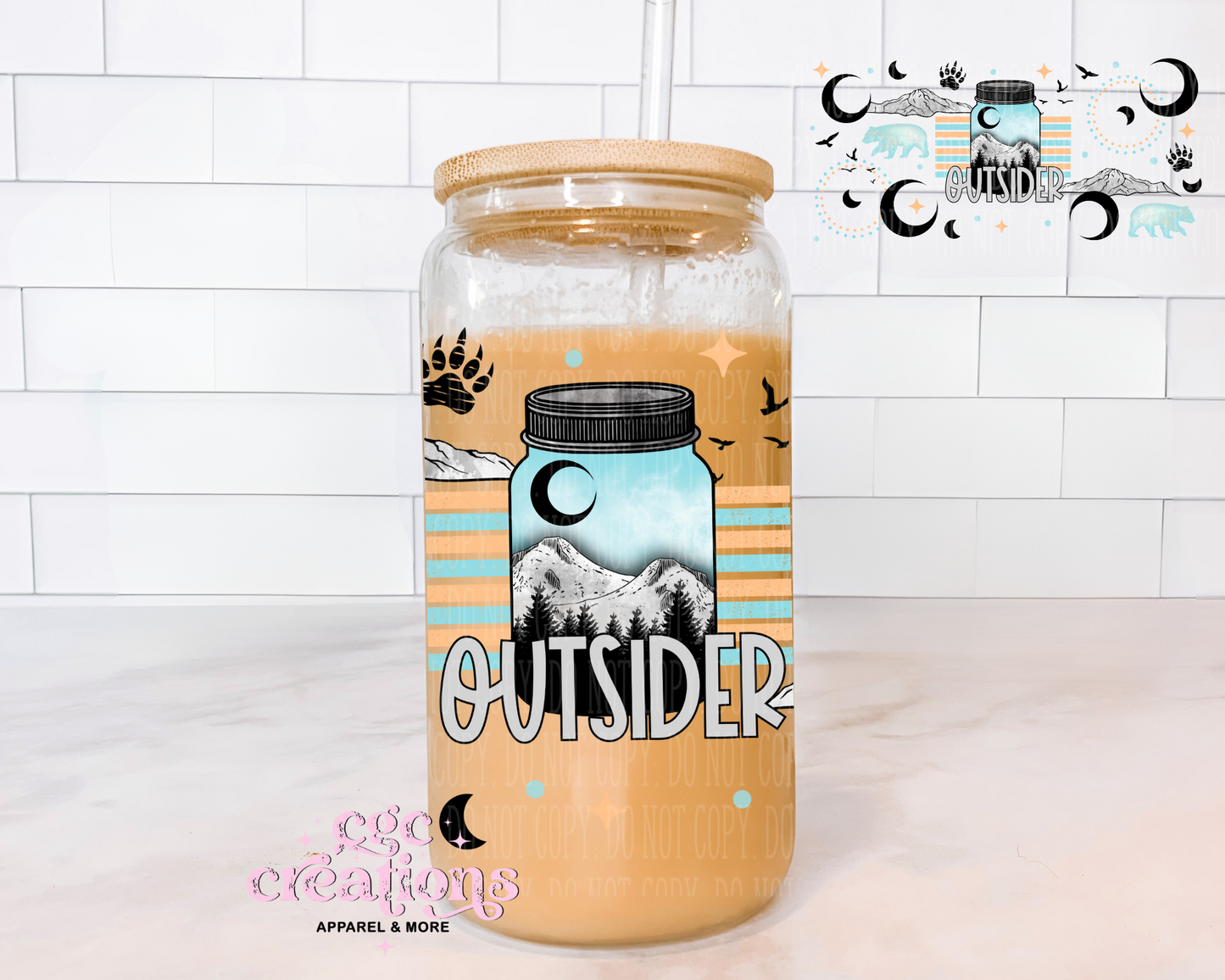 Outsider 16oz Glass Cup With Lid