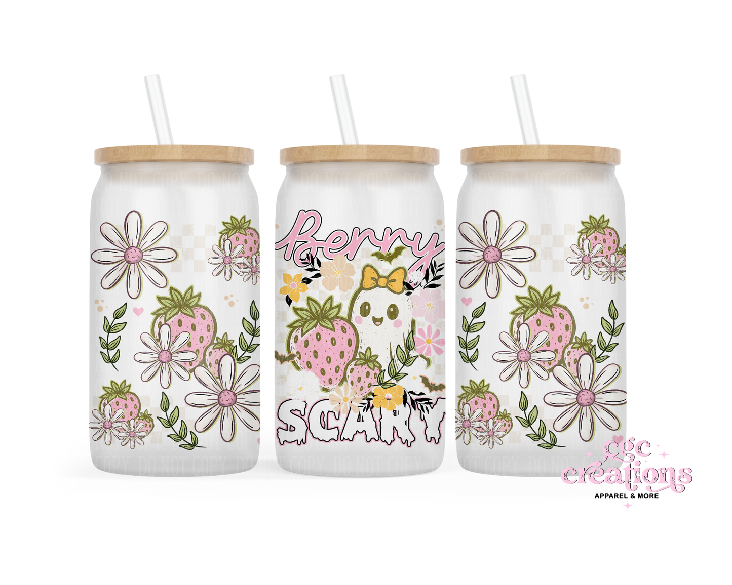 Berry Scary 16oz Glass Cup With Lid