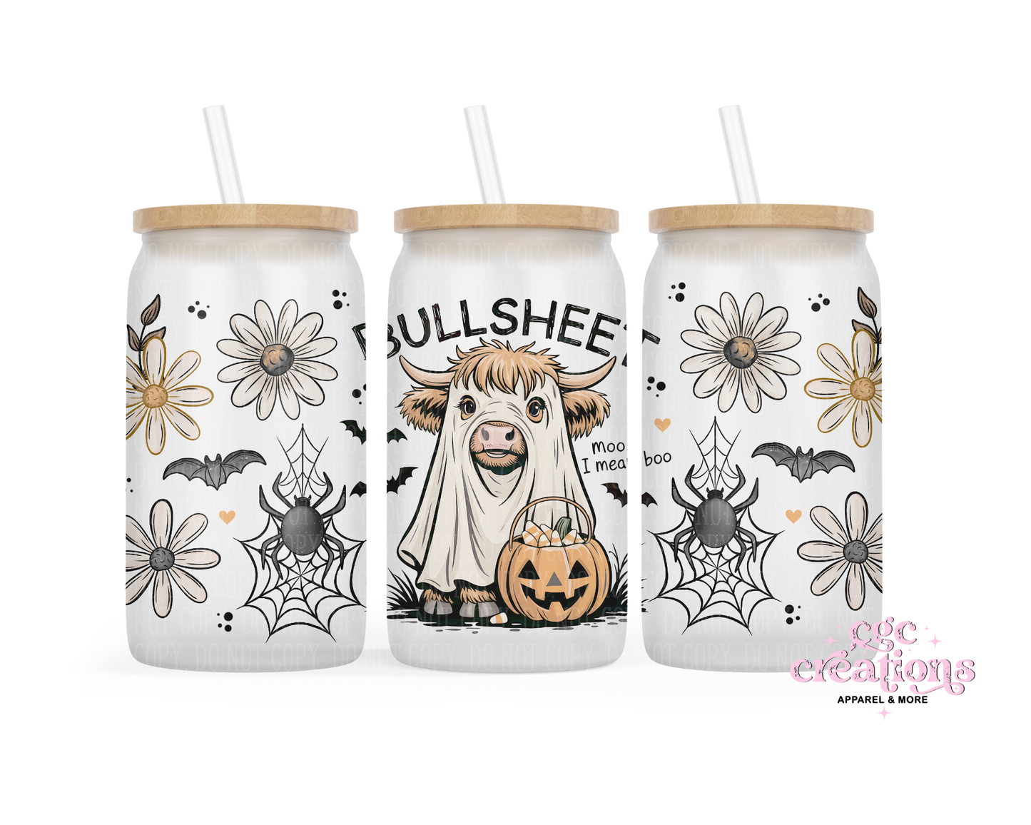 Bullsheet 16oz Glass Cup With Lid