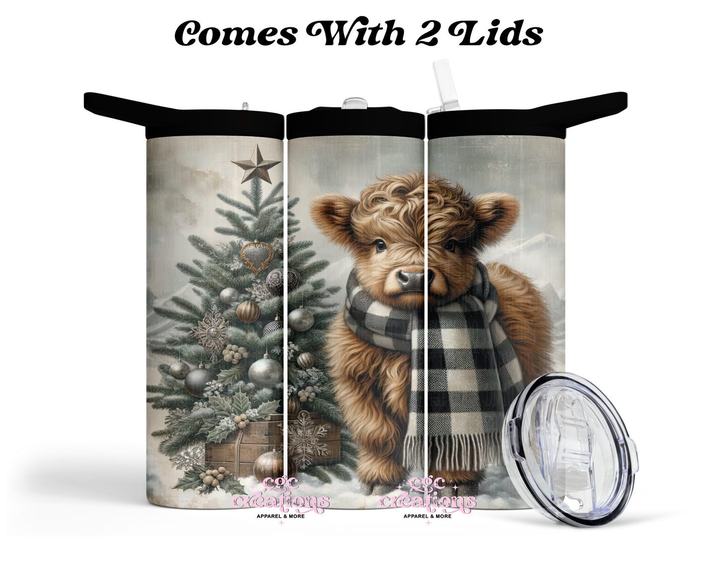 Highland Christmas Cow 20 oz Insulated Tumbler