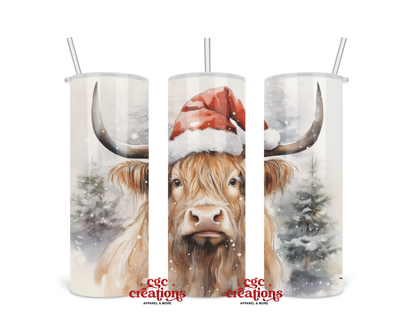 Christmas Highland Cow 20 oz Insulated Tumbler
