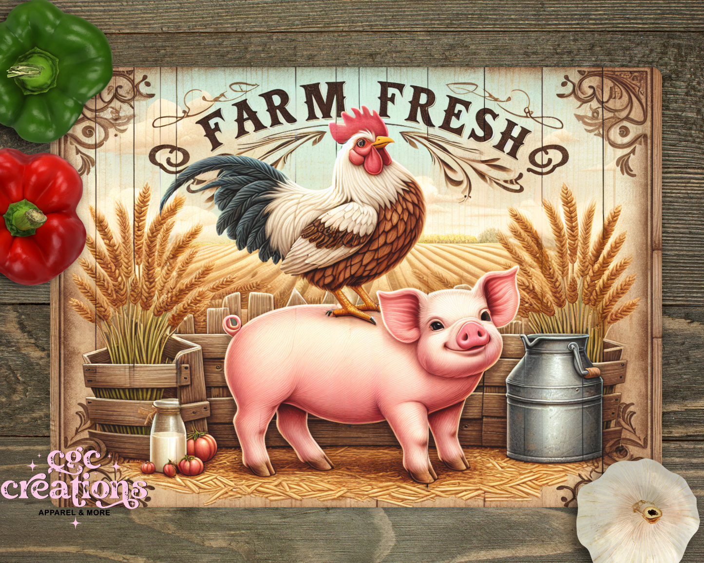 Farm Fresh Glass Cutting Board