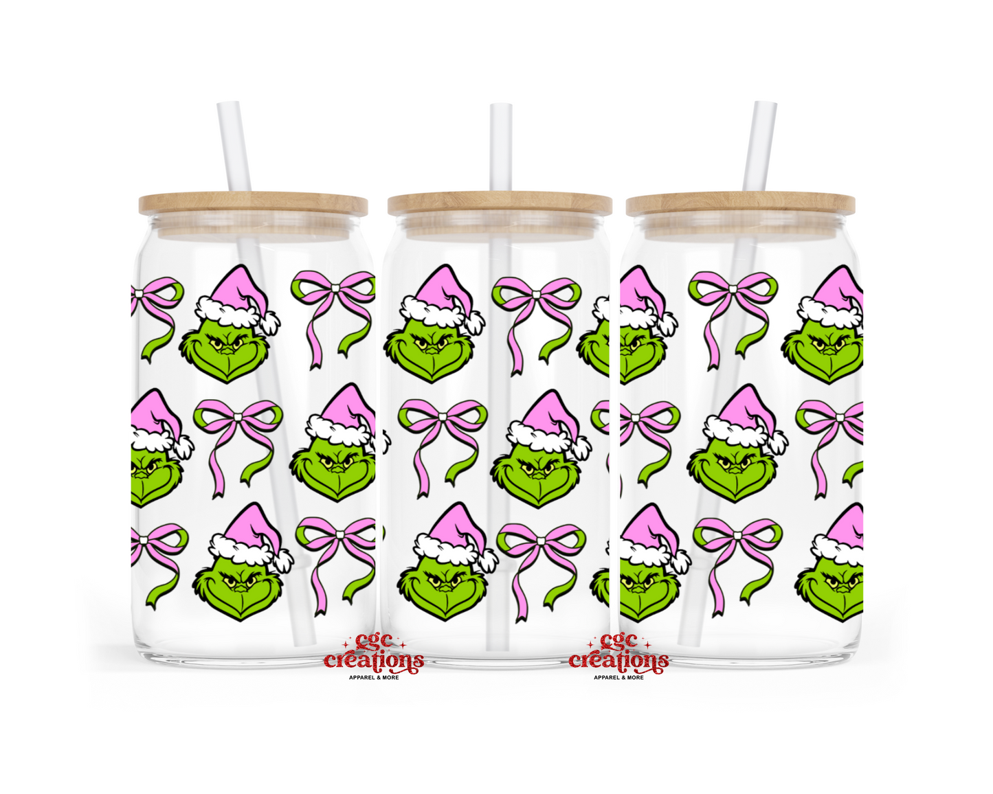 Mean One Bows 16oz Glass Cup With Lid