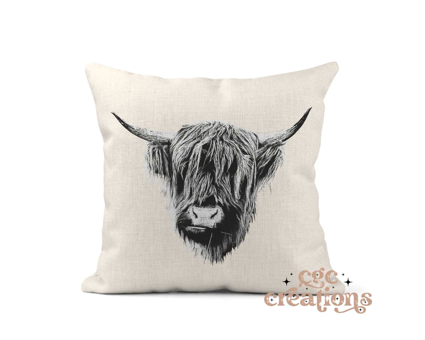 Highland Cow Sketch Pillow