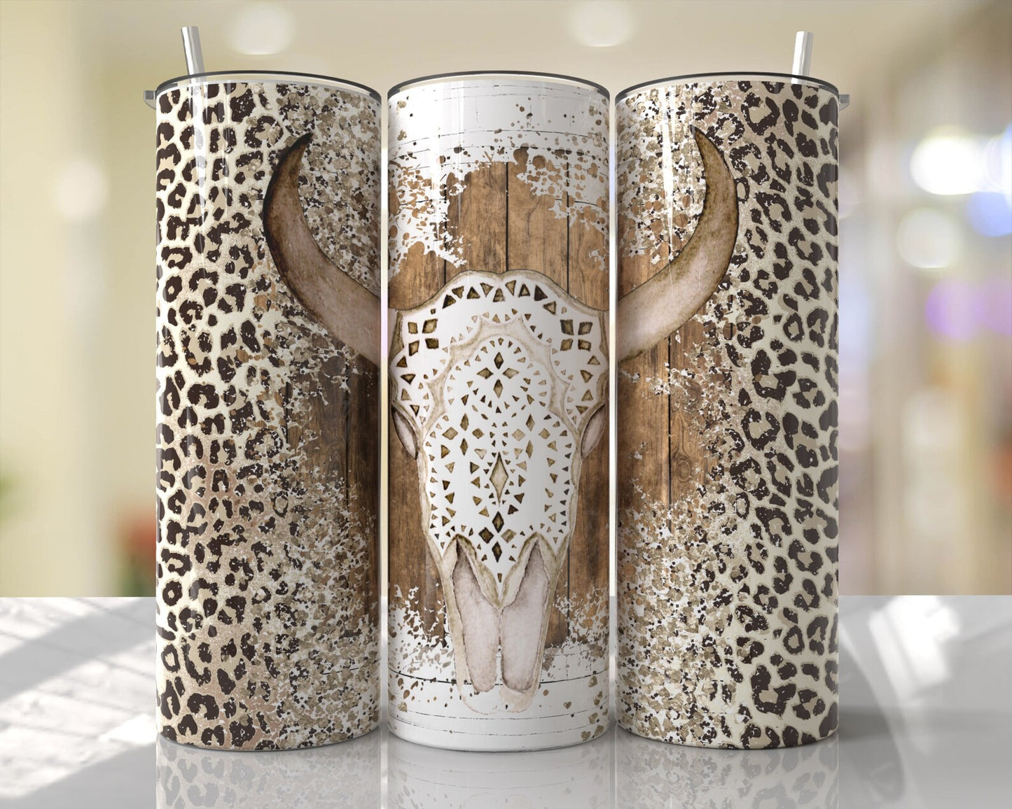 Cowgirl Bull Cow Skull 20oz Insulated Tumbler