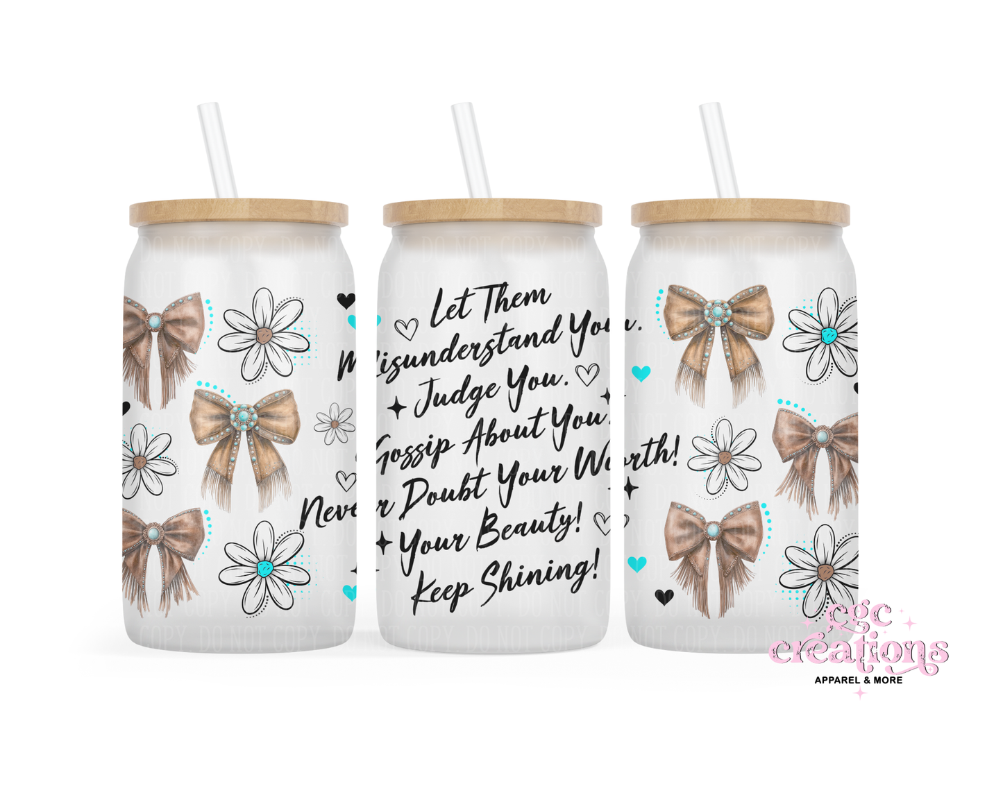 Let Them 16oz Glass Cup With Lid